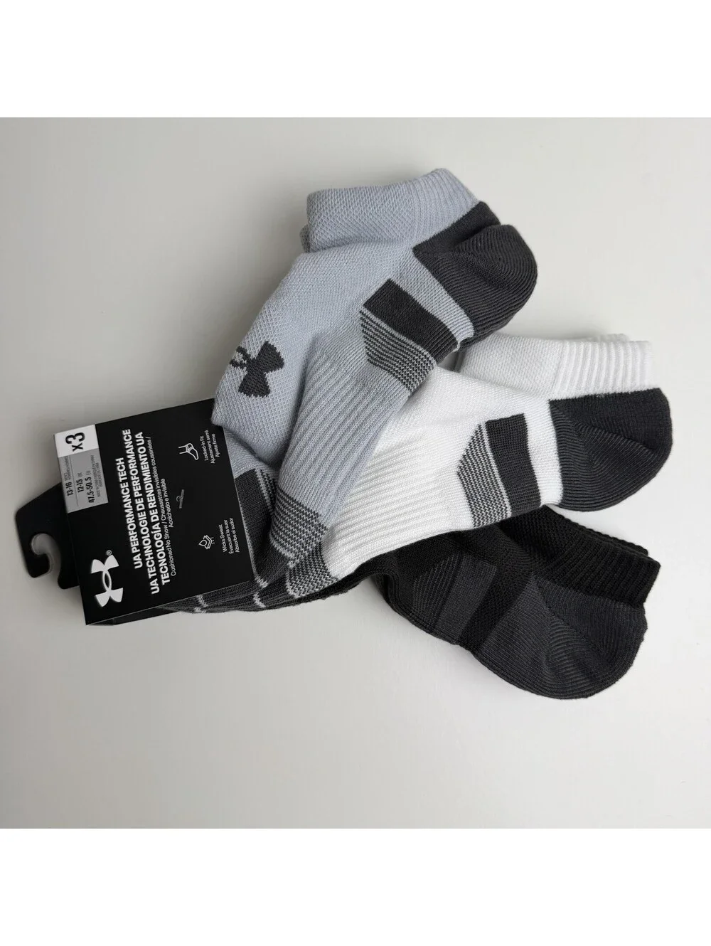 Under Armour Performance Tech No Show Socks 3 Pack Men’s XL 13-16